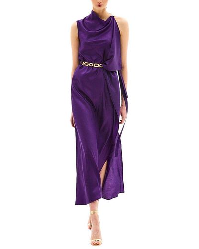 BGL Silk-Blend Midi Dress - Purple
