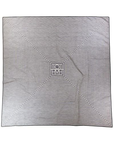 Totême Striped Logo Silk-blend Scarf - Gray