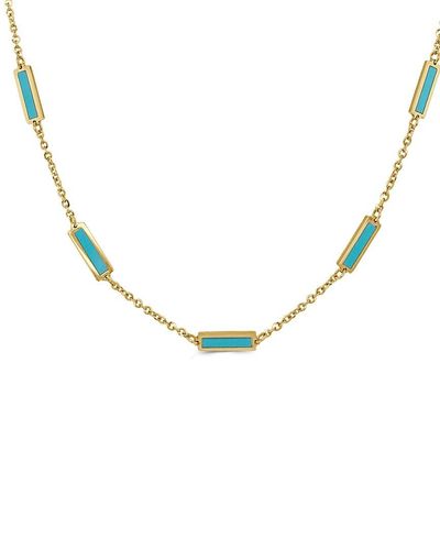 Sabrina Designs 14k Turquoise Mother-of-pearl Bar Station Necklace - Metallic