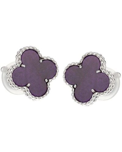 Van Cleef & Arpels 18K Sugilite Alhambra Sugil Clip-On Earrings (Authentic Pre-Owned) - Purple