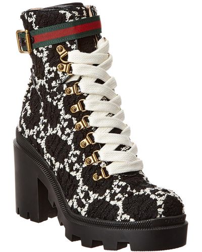 Gucci GG Tweed Ankle Boots - Black
