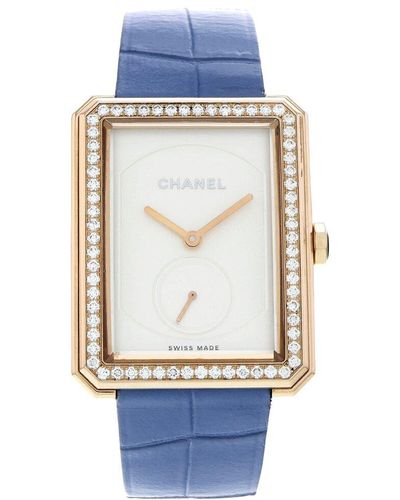 Chanel Boy-Friend Diamond Watch Circa 2010S (Authentic Pre-Owned) - Blue