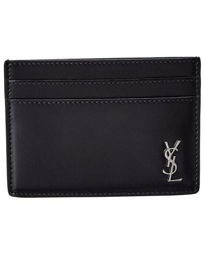 Saint Laurent Tiny Monogram Leather Card Case - Black