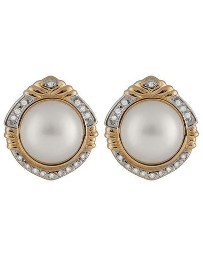 Splendid 14k 0.32 Ct. Tw. Diamond & 12mmmm Pearl Earrings - Multicolour