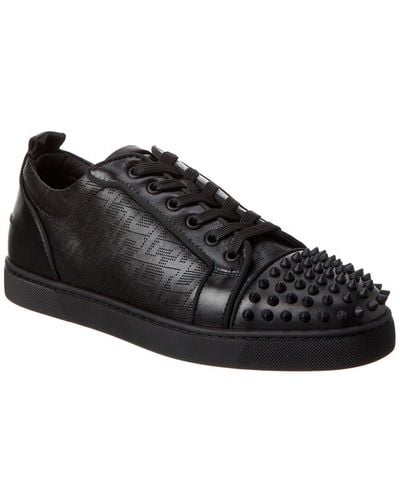 Christian Louboutin Louis Junior Spikes Leather Trainer - Black