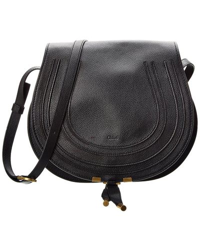 Chloé Marcie Medium Leather Saddle Bag - Black