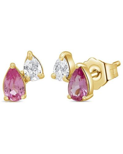Sabrina Designs 14k 0.76 Ct. Tw. Diamond & Pink Sapphire Studs