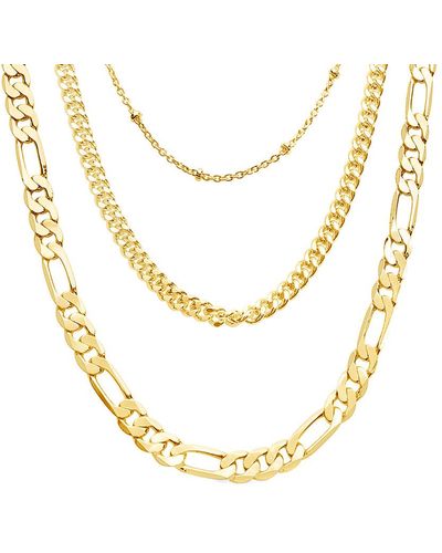 Sterling Forever 14k Plated Simple Layered Necklace - Metallic
