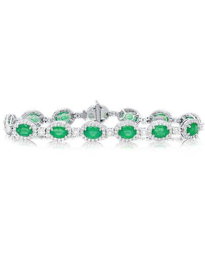Diana M. Jewels Fine Jewelry 18k 13.65 Ct. Tw. Diamond & Emerald Bracelet - Green