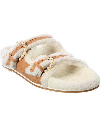 Stuart Weitzman Piper Chill Suede & Shearling Slide - White