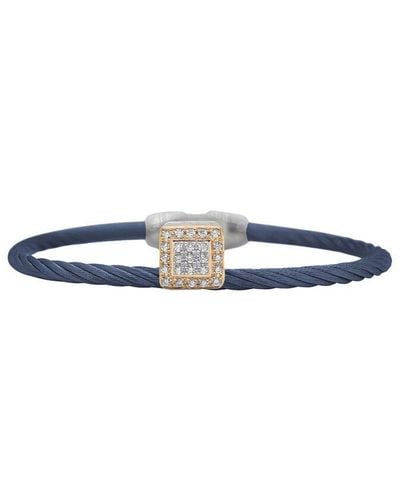 Alor Classique 18k Rose Gold 0.16 Ct. Tw. Diamond Cable Bangle Bracelet - Blue