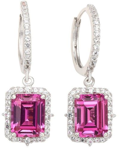 Suzy Levian Silver 0.02 Ct. Tw. Diamond & Gemstone Earrings - Pink