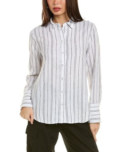 Ellen Tracy Linen-blend Shirt - Gray