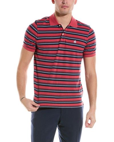 Brooks Brothers Stripe Slim Fit Polo Shirt - Red