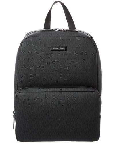 Michael Kors Front Pocket Leather Backpack - Black
