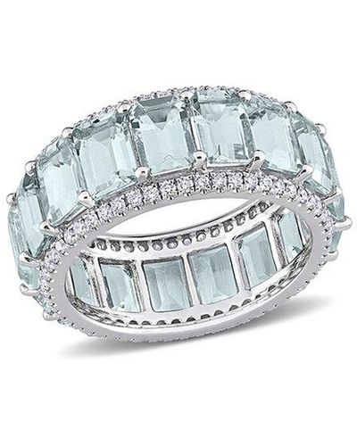 Rina Limor 14k 10.00 Ct. Tw. Diamond & Aquamarine Eternity Ring - White