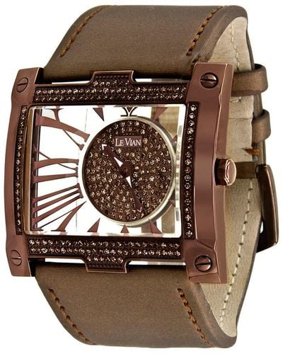 Le Vian Le Vian Time Leather Chocolate Diamond Watch - Brown