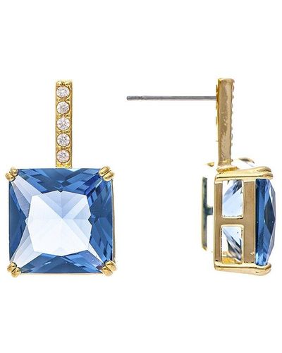 Rivka Friedman 18k Plated Cz Earrings - Blue