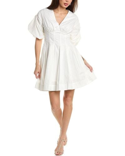 Beulah London Puff Sleeve A-line Dress - White