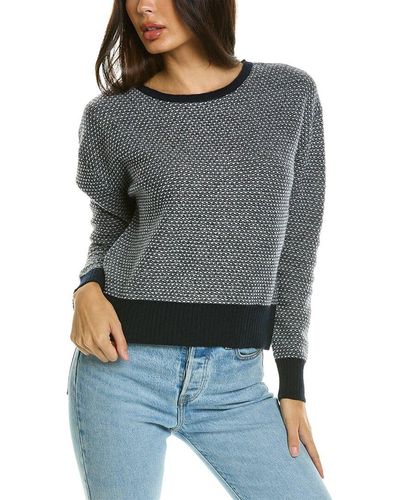 RAFFI Two-tone Stitch Cashmere Sweater - Gray