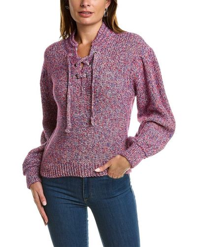 Ba&sh Lace-up Wool-blend Sweater - Purple