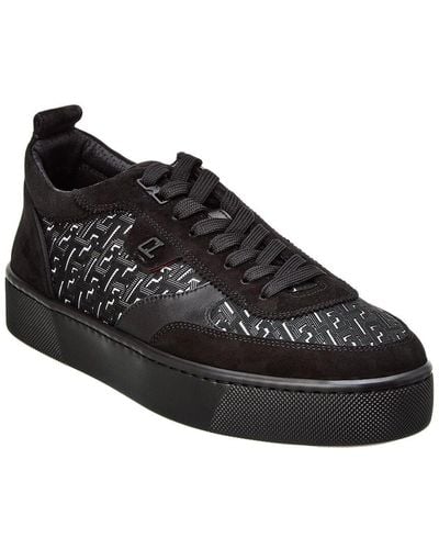 Christian Louboutin Happyrui Coated Canvas & Suede Sneaker - Black