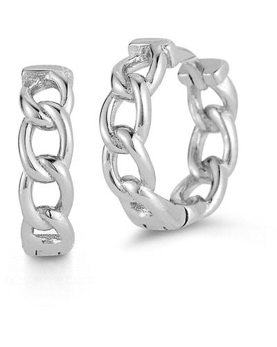 Glaze Jewelry Silver Cz Curb Huggie Earrings - White