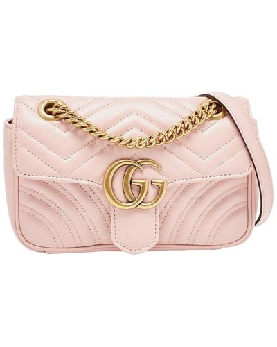 Gucci Matelasse Leather Mini Marmont Shoulder Bag (Authentic Pre-Owned) - Pink