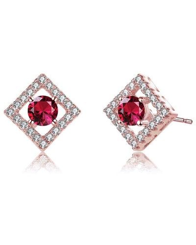 Genevive Jewelry 14k Rose Gold Plated Studs - Pink
