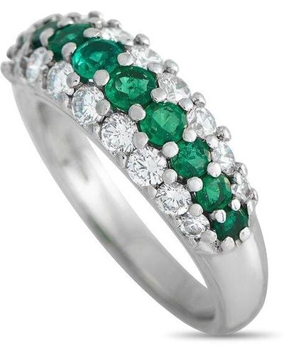 Tiffany & Co. Platinum 1.70 Ct. Tw. Diamond & Emerald Ring (Authentic Pre-Owned) - Green