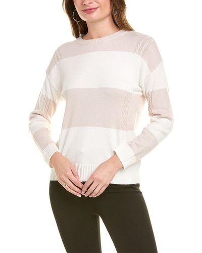 T Tahari Block Stripe Sweater - White