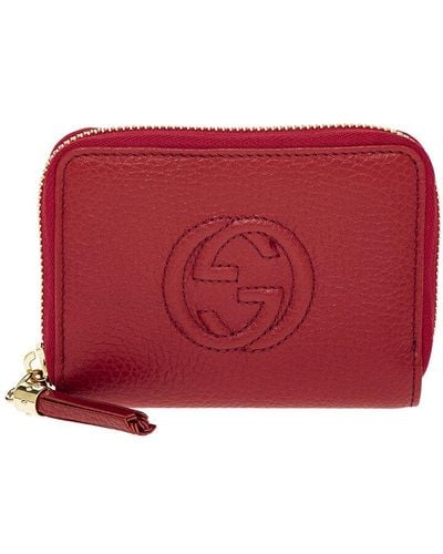 Gucci Soho Leather Card Case - Red