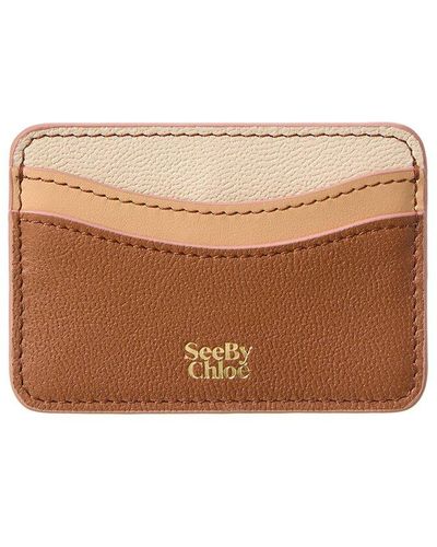 See By Chloé Leather Card Case - Brown