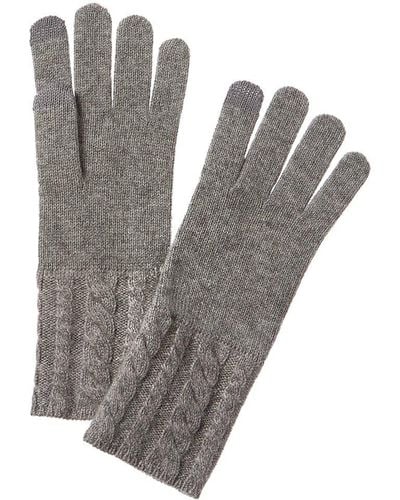 Bruno Magli Cable Knit Cuff Cashmere Gloves - Gray