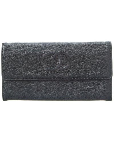 Chanel Caviar Leather Cc Long Wallet (Authentic Pre-Owned) - Grey