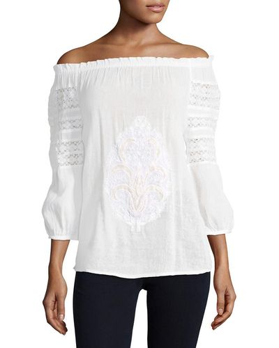 Christophe Sauvat Christopher Sauvat Tango Lace Off-the-shoulder Top - White