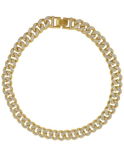 Adornia 14k Plated Cz Flat Curb Chain Necklace - Metallic