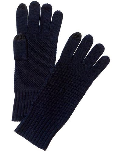 Forte Luxe Textured Cashmere Gloves - Blue