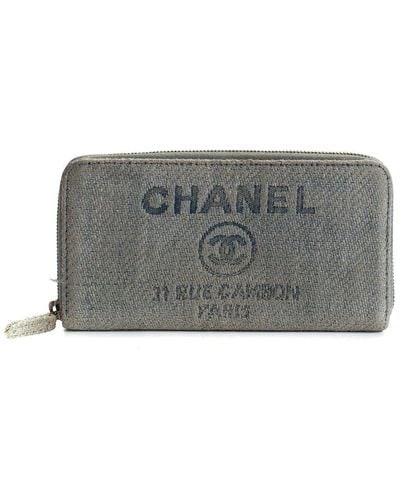 Chanel Canvas Continental Deauville Wallet (Authentic Pre-Owned) - Grey