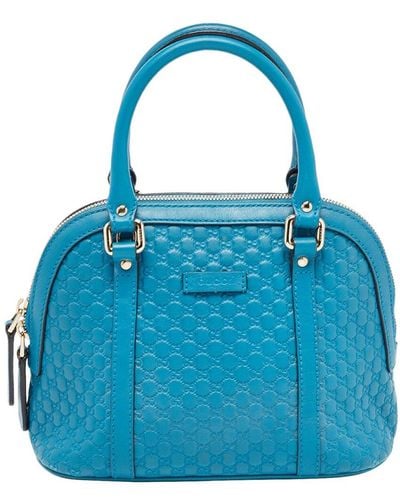 Gucci Microssima Leather Mini Nice Dome Bag (Authentic Pre-Owned) - Blue
