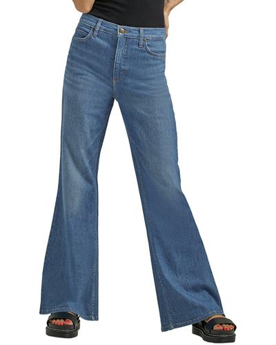 Lee Jeans Sienna Bright Mid Rise High Drop Flare Jean Jean - Blue