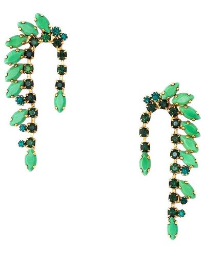 Elizabeth Cole 24k Plated Dangle Earrings - Green