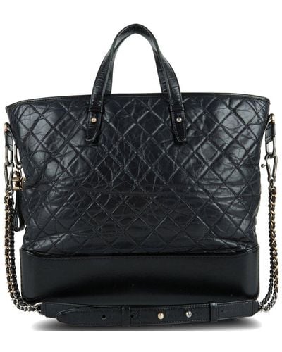 Chanel Leather Gabrielle Two-Way Tote (Authentic Pre-Owned) - Black