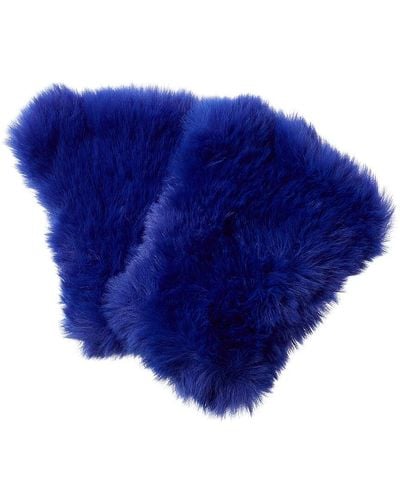 Surell Faux-fur Knit Fingerless Mittens - Blue
