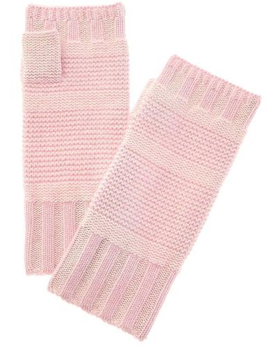 Forte Plaited Colorblocked Cashmere Texting Gloves - Pink