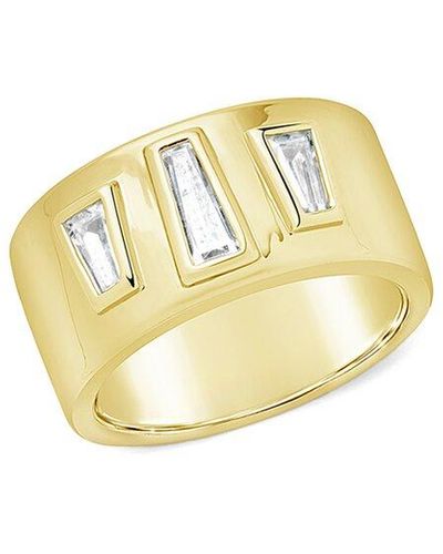Sterling Forever 14k Plated Cz Colsie Cigar Band Ring - Metallic