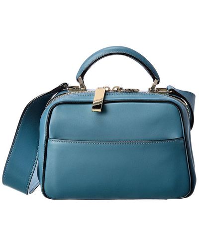 Valextra Serie S Small Leather Shoulder Bag - Blue