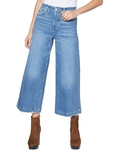 PAIGE Frankie Covered Button Fly Adienne Distressed Wide Leg Jean - Blue