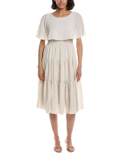 Maison Tara Tiered Linen-blend Midi Dress - Natural