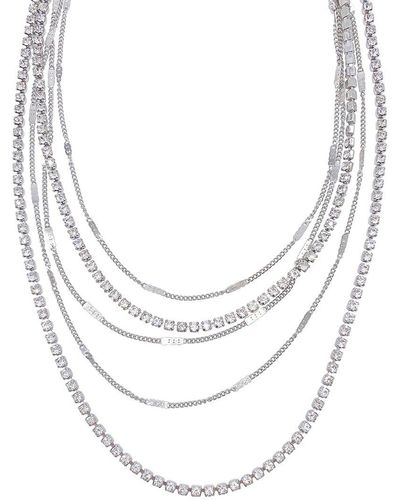Adornia Crystal Layered Tennis Necklace - Metallic